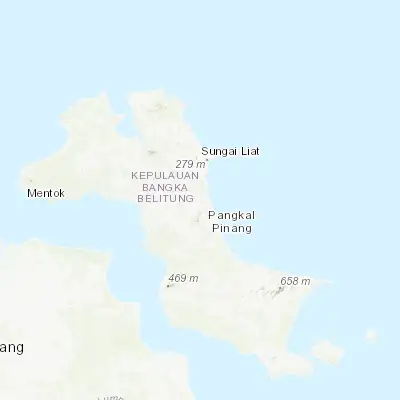 Map showing location of Pangkalpinang (-2.129140, 106.113770)