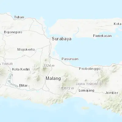 Map showing location of Pasuruan (-7.645300, 112.907500)