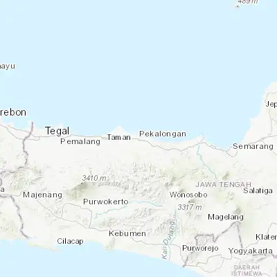 Map showing location of Pekalongan (-6.888600, 109.675300)