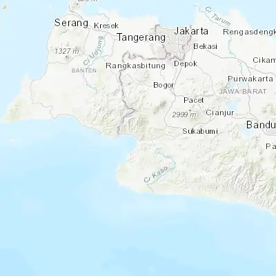 Map showing location of Pelabuhanratu (-6.987500, 106.551390)
