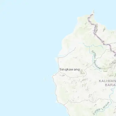 Map showing location of Pemangkat (1.166670, 108.966670)