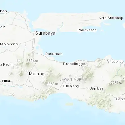 Map showing location of Probolinggo (-7.754300, 113.215900)