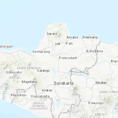 Map showing location of Purwodadi (-7.086800, 110.915800)
