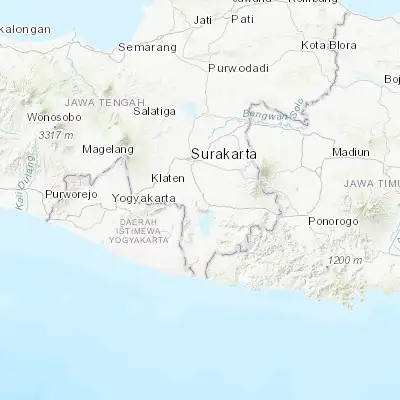 Map showing location of Selogiri (-7.783330, 110.866670)