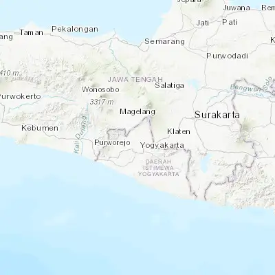Map showing location of Sleman (-7.715560, 110.355560)