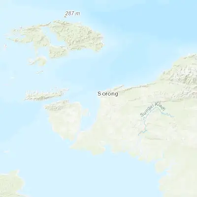 Map showing location of Sorong (-0.879560, 131.261040)