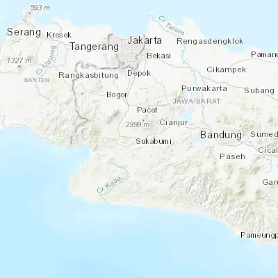 Map showing location of Sukabumi (-6.918060, 106.926670)