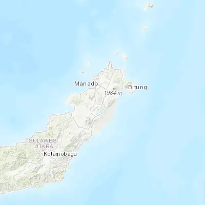 Map showing location of Tondano (1.305400, 124.912610)
