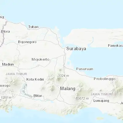 Map showing location of Tulangan Utara (-7.473700, 112.650500)