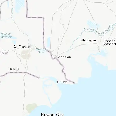 Map showing location of Abadan (30.339200, 48.304300)