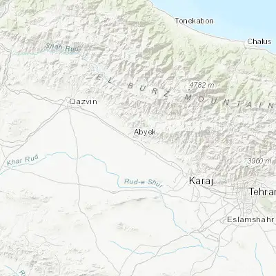 Map showing location of Ābyek (36.066670, 50.550000)