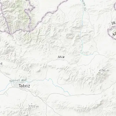 Map showing location of Ahar (38.477400, 47.069900)