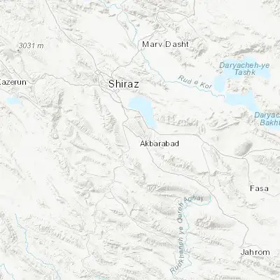 Map showing location of Akbarābād (29.246400, 52.779300)