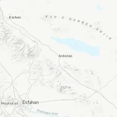 Map showing location of Ardestān (33.376100, 52.369400)