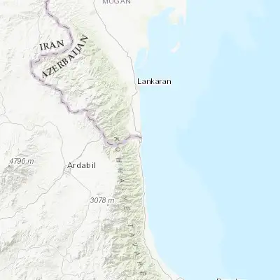 Map showing location of Āstārā (38.430840, 48.869940)