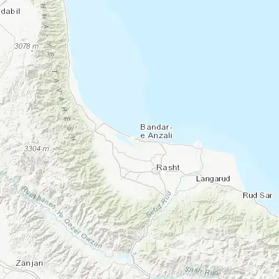 Map showing location of Bandar-e Anzalī (37.473180, 49.457850)