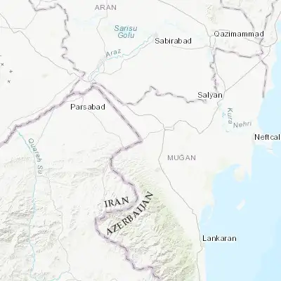 Map showing location of Bīleh Savār (39.379610, 48.354630)