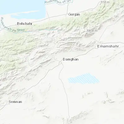 Map showing location of Dāmghān (36.167900, 54.342920)