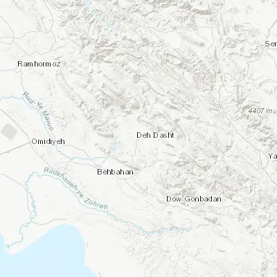 Map showing location of Dehdasht (30.794900, 50.564570)