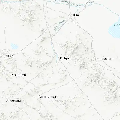 Map showing location of Delījān (33.990500, 50.683800)
