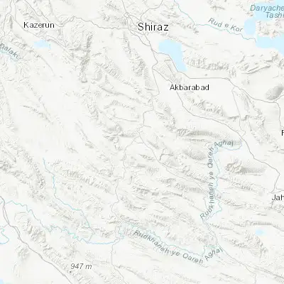 Map showing location of Fīrūzābād (28.843800, 52.570700)