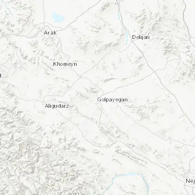 Map showing location of Golpāyegān (33.453700, 50.288360)