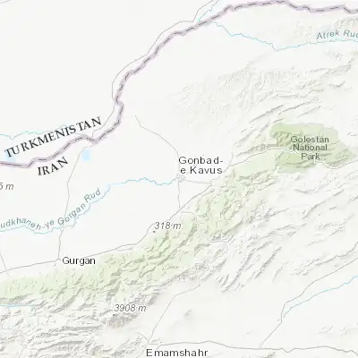 Map showing location of Gonbad-e Kāvūs (37.250040, 55.167210)