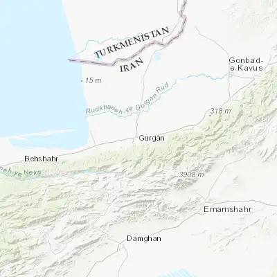 Map showing location of Gorgān (36.842700, 54.443910)