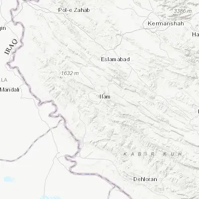 Map showing location of Īlām (33.637400, 46.422700)