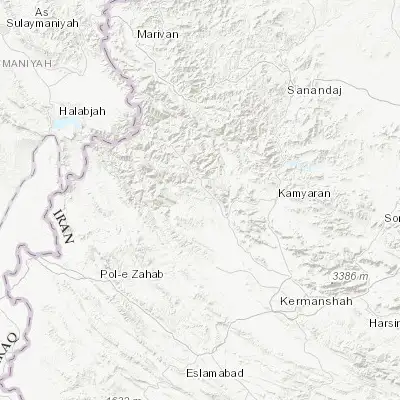 Map showing location of Javānrūd (34.796110, 46.517220)