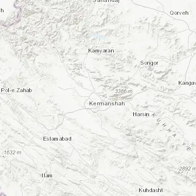 Map showing location of Kahrīz (34.383800, 47.055300)