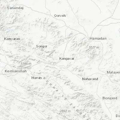 Map showing location of Kangāvar (34.504300, 47.965300)