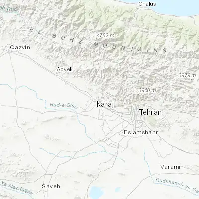 Map showing location of Karaj (35.832660, 50.991550)