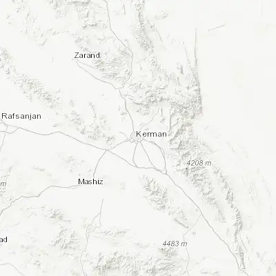 Map showing location of Kerman (30.283210, 57.078790)