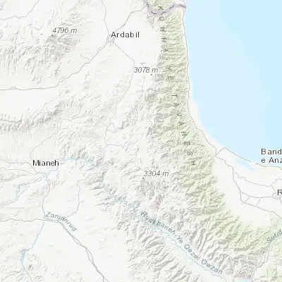 Map showing location of Khalkhāl (37.618370, 48.529280)