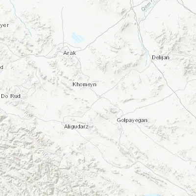 Map showing location of Khomeyn (33.638890, 50.080030)