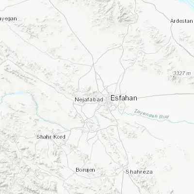 Map showing location of Khomeynī Shahr (32.685600, 51.536090)
