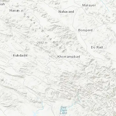Map showing location of Khorramabad (33.487780, 48.355830)