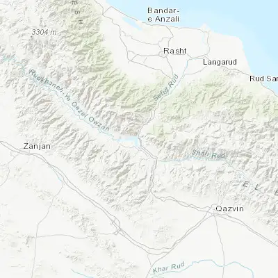 Map showing location of Manjīl (36.744450, 49.400820)