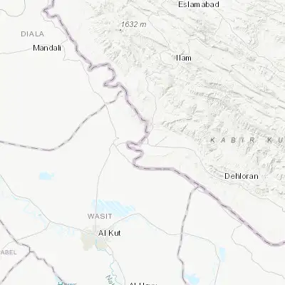 Map showing location of Mehrān (33.122200, 46.164600)
