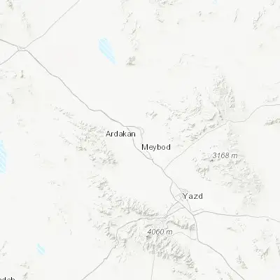 Map showing location of Meybod (32.250140, 54.016580)