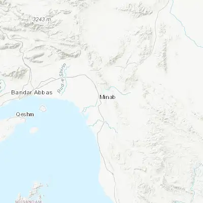 Map showing location of Mīnāb (27.131040, 57.087160)