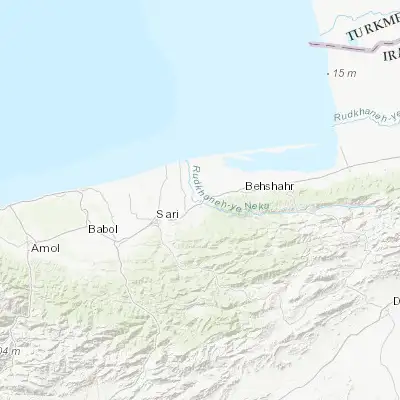 Map showing location of Nekā (36.650790, 53.299050)