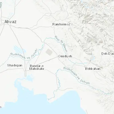 Map showing location of Omīdīyeh (30.762770, 49.702260)
