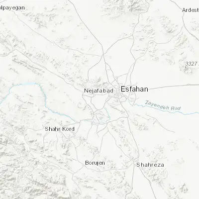 Map showing location of Qahderījān (32.577300, 51.453670)