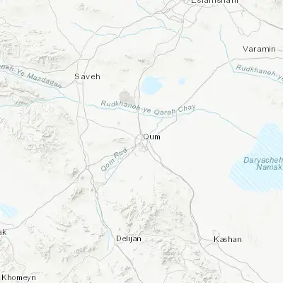 Map showing location of Qom (34.640100, 50.876400)