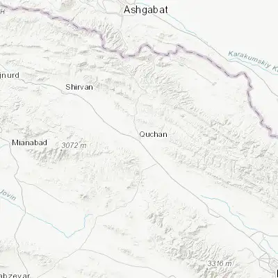 Map showing location of Qūchān (37.106000, 58.509550)