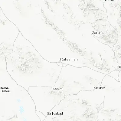 Map showing location of Rafsanjān (30.406700, 55.993900)