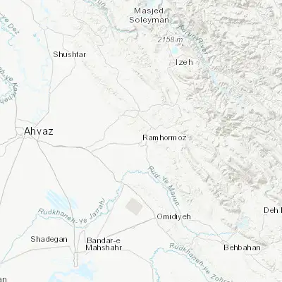 Map showing location of Rāmhormoz (31.279970, 49.603510)