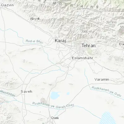 Map showing location of Robāţ Karīm (35.484600, 51.082900)